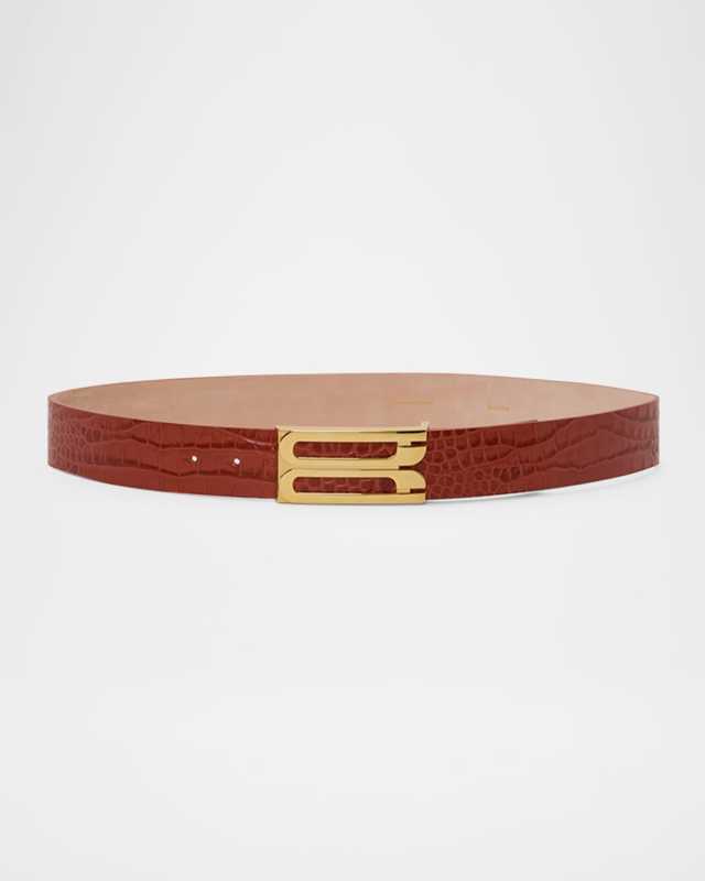 Jumbo Gold-Plated B-Logo Leather Belt
